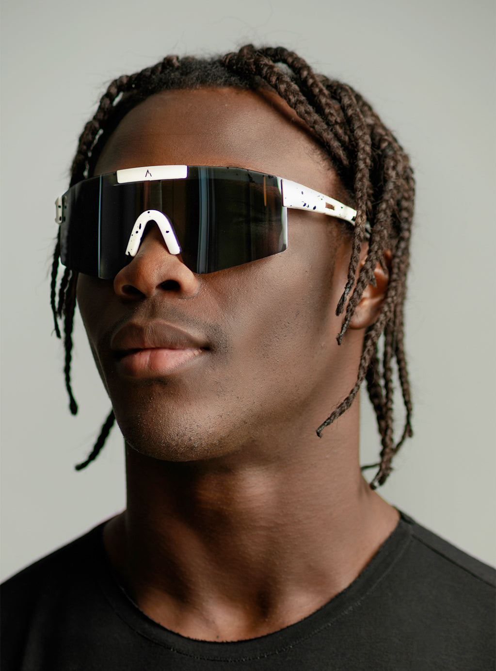 Broad Sport White with Black Lenses