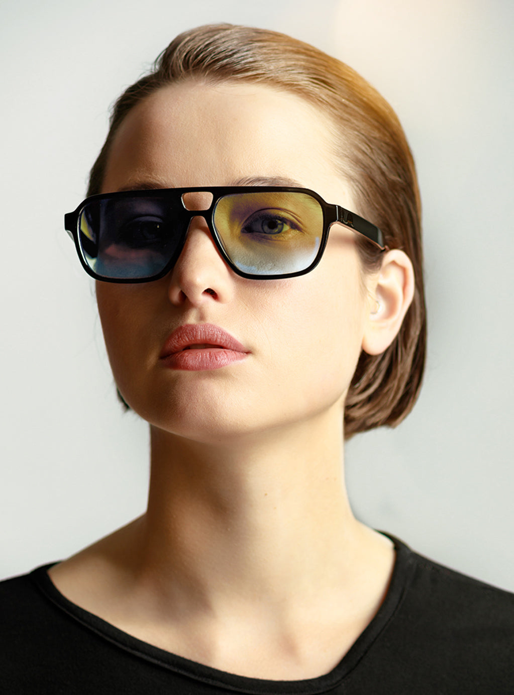 Double-B Black with Brown/Blue Gradient Lenses