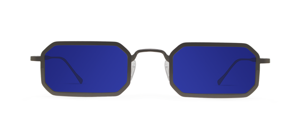 Gamma 2.0 Gun Metal with Blue Lenses